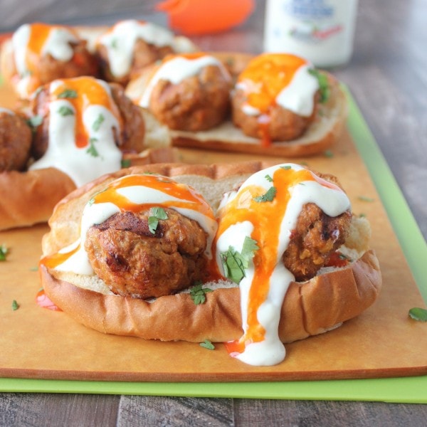 Buffalo Turkey Meatball Sub Sandwiches