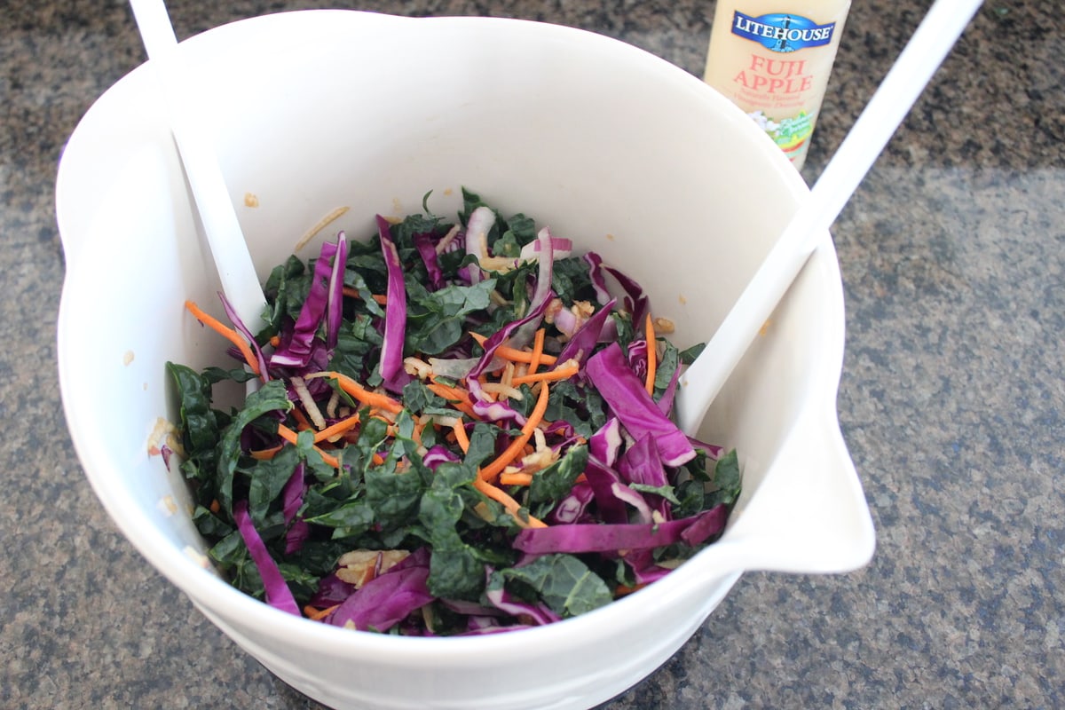 Kale Apple Slaw in a large mixing bowl