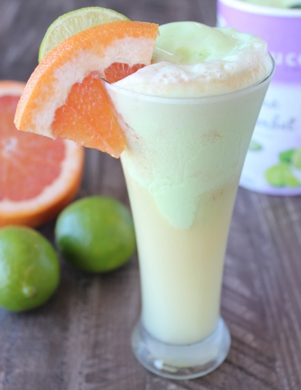 Grapefruit Lime Sherbet Float Cocktail