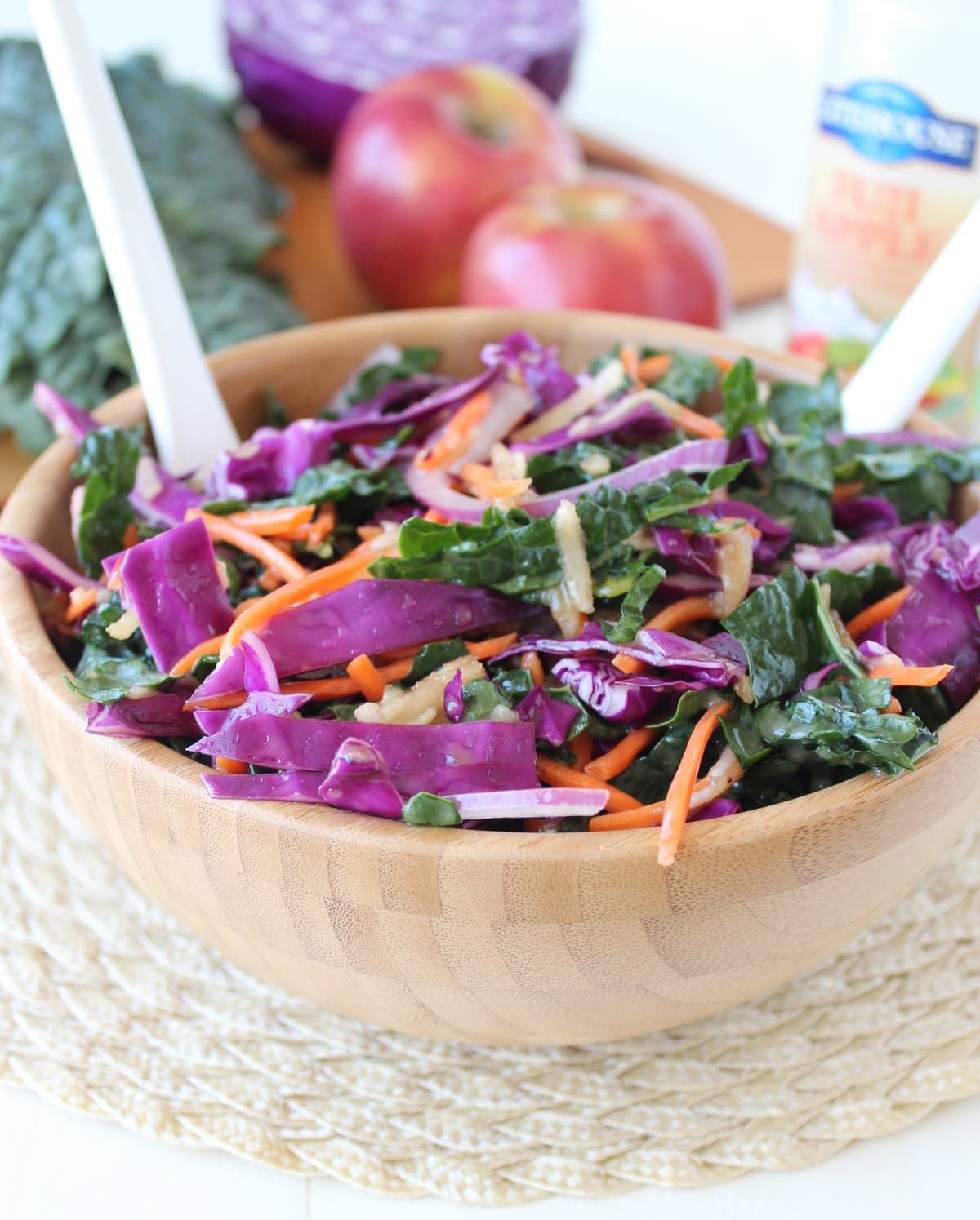 Kale Apple Slaw in a bowl