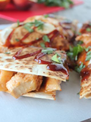 BBQ Chicken Peach Cheddar Bacon Quesadilla