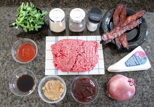 Sriracha Candied Bacon Brie Cheeseburger Ingredients