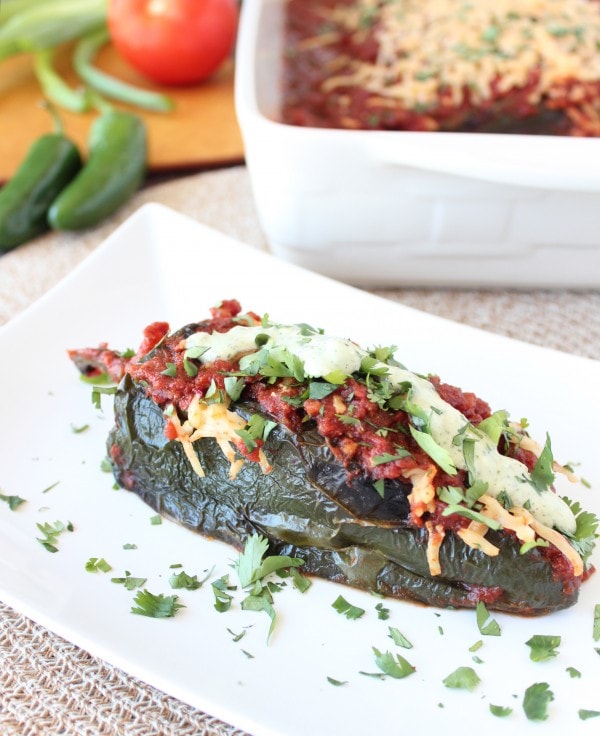 Gluten Free Stuffed Poblano Enchiladas