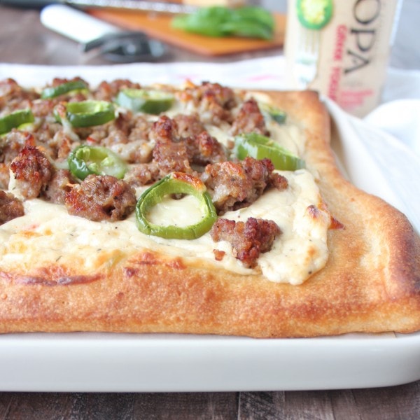 Sausage Jalapeno Pizza with 3 Cheese Jalapeno Ranch Sauce