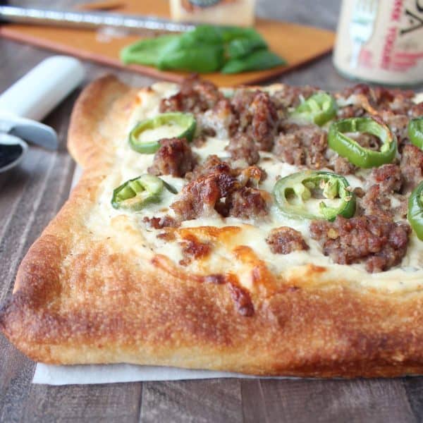 Jalapeno Sausage Pizza with 3 Cheese Jalapeno Ranch Sauce