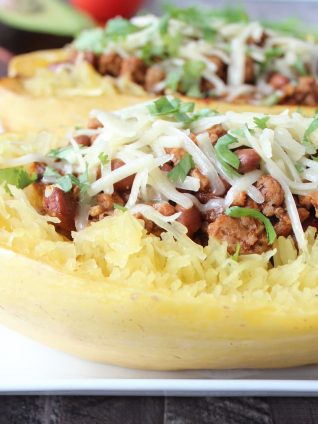 Turkey Chili Stuffed Spaghetti Squash