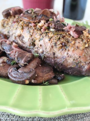 Herb Rubbed Pork Tenderloin Recipe in Red Wine Mushroom Sauce