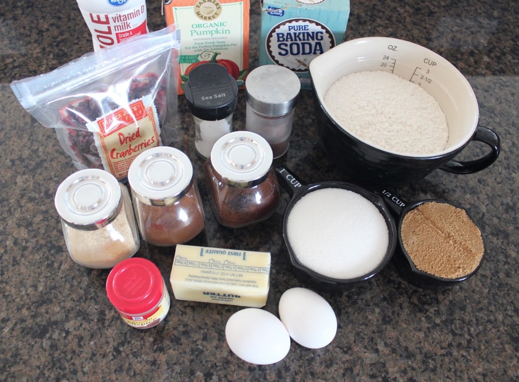 Cranberry Pumpkin Bread Ingredients