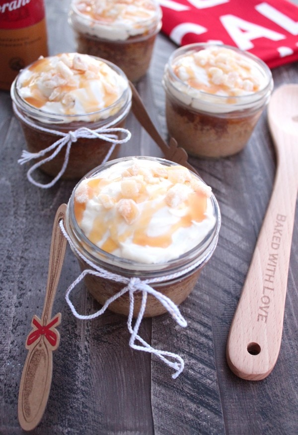 Mason Jar Gingerbread Cupcakes with Caramel Cream Cheese Frosting