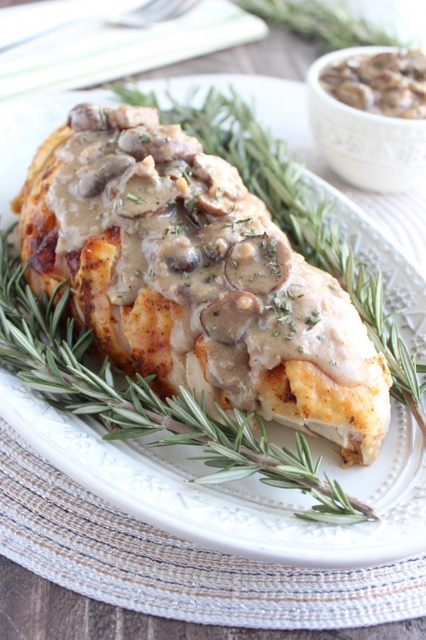 Roasted Turkey Breast with Blue Cheese Mushroom Gravy Recipe