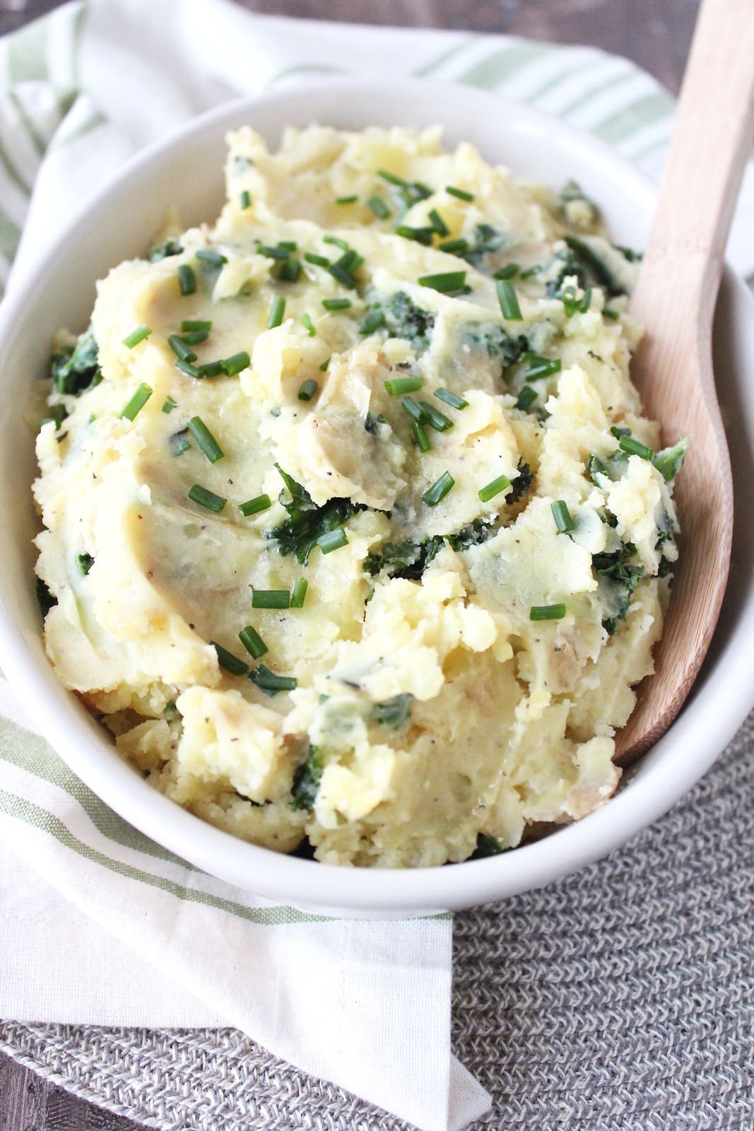 Vegan Mashed Potatoes with Roasted Garlic & Kale - WhitneyBond.com