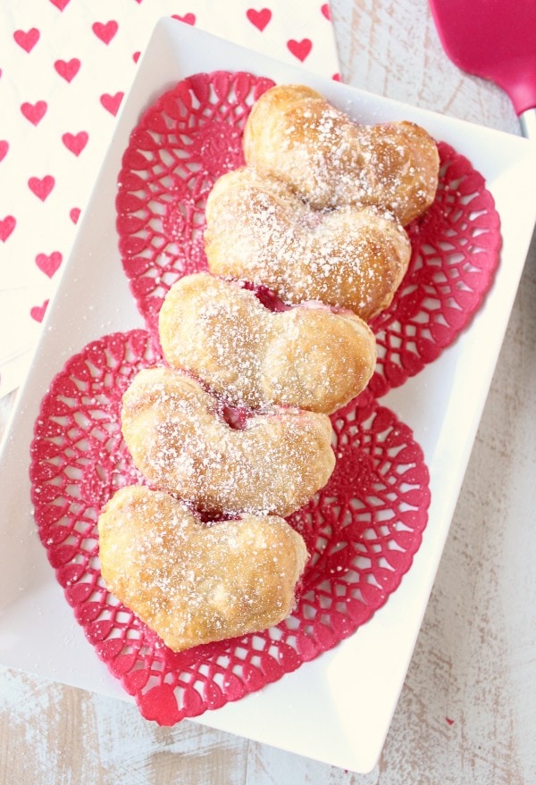 Heart Shaped Strawberry Cheesecake Puff Pastry Pies