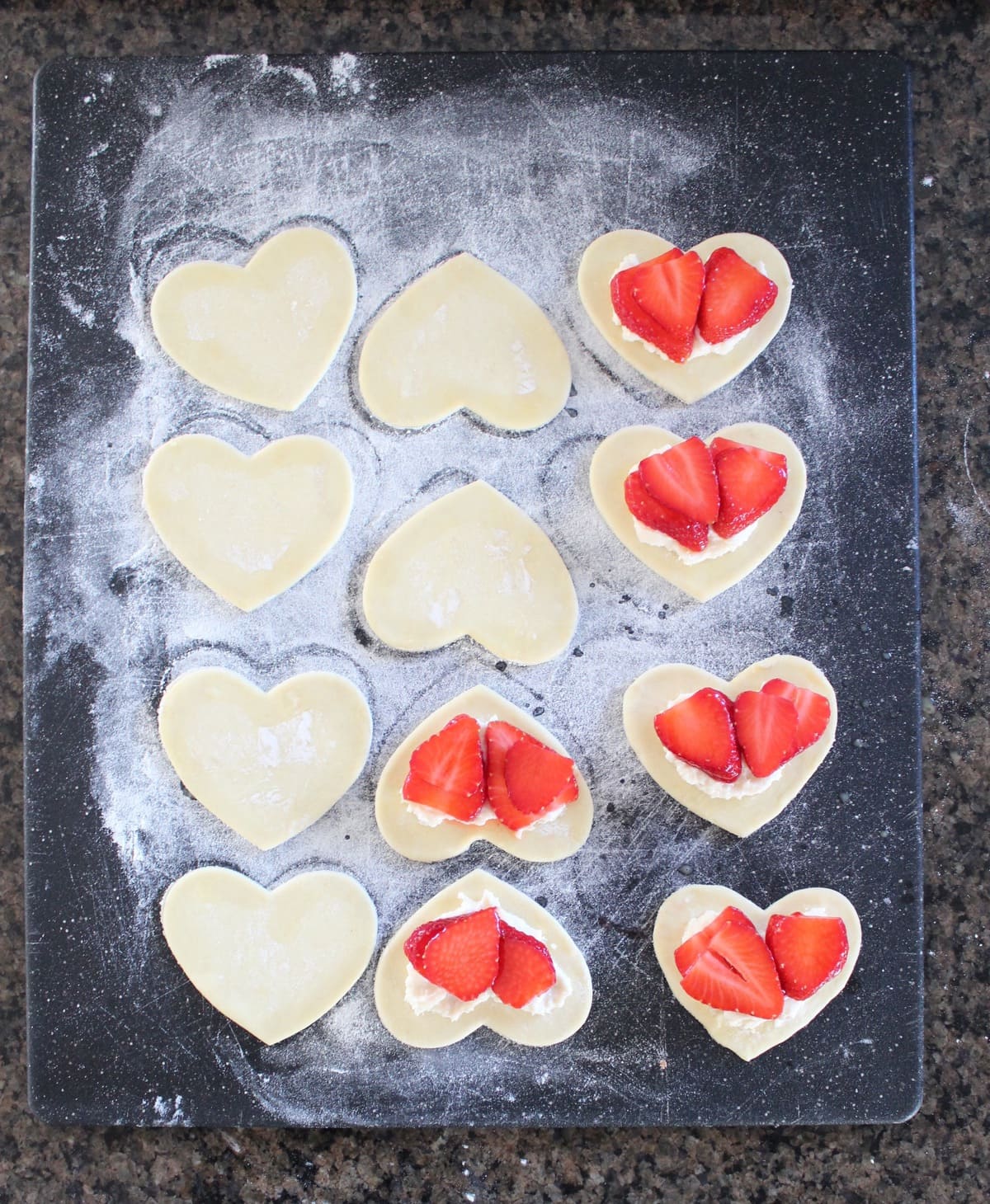 Heart Shaped Strawberry Cheesecake Puff Pastry Pies Recipe