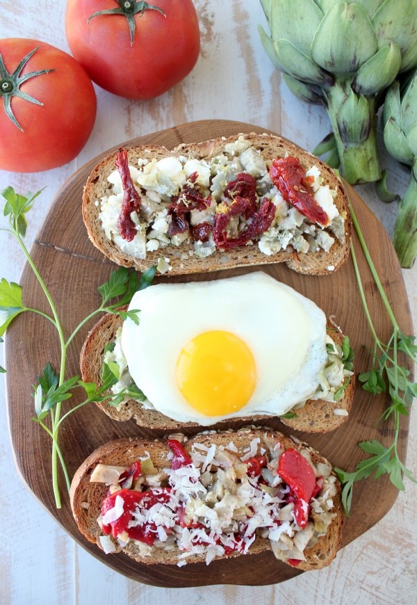 Artichoke Toast 3 Ways