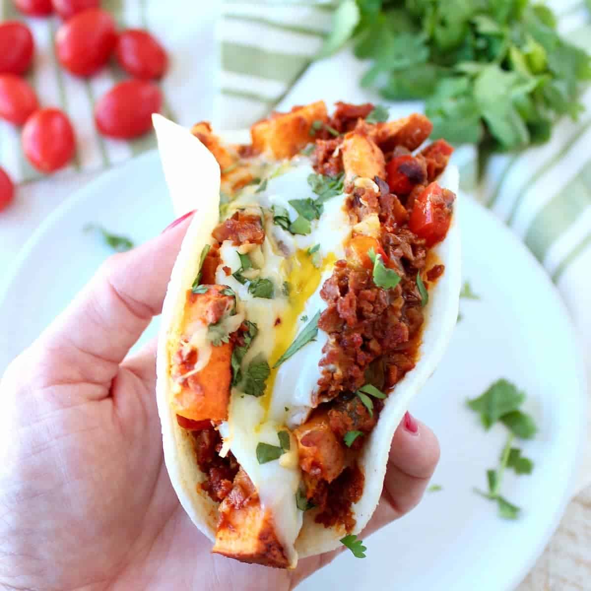 Mexican-Style Breakfast Tacos with Spiralized Sweet Potatoes