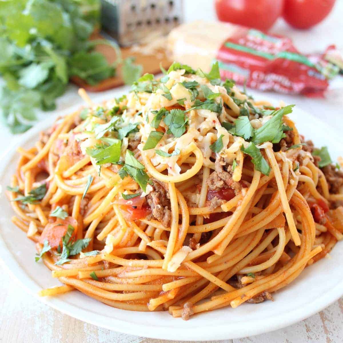 One Pot Buffalo Taco Spaghetti Recipe