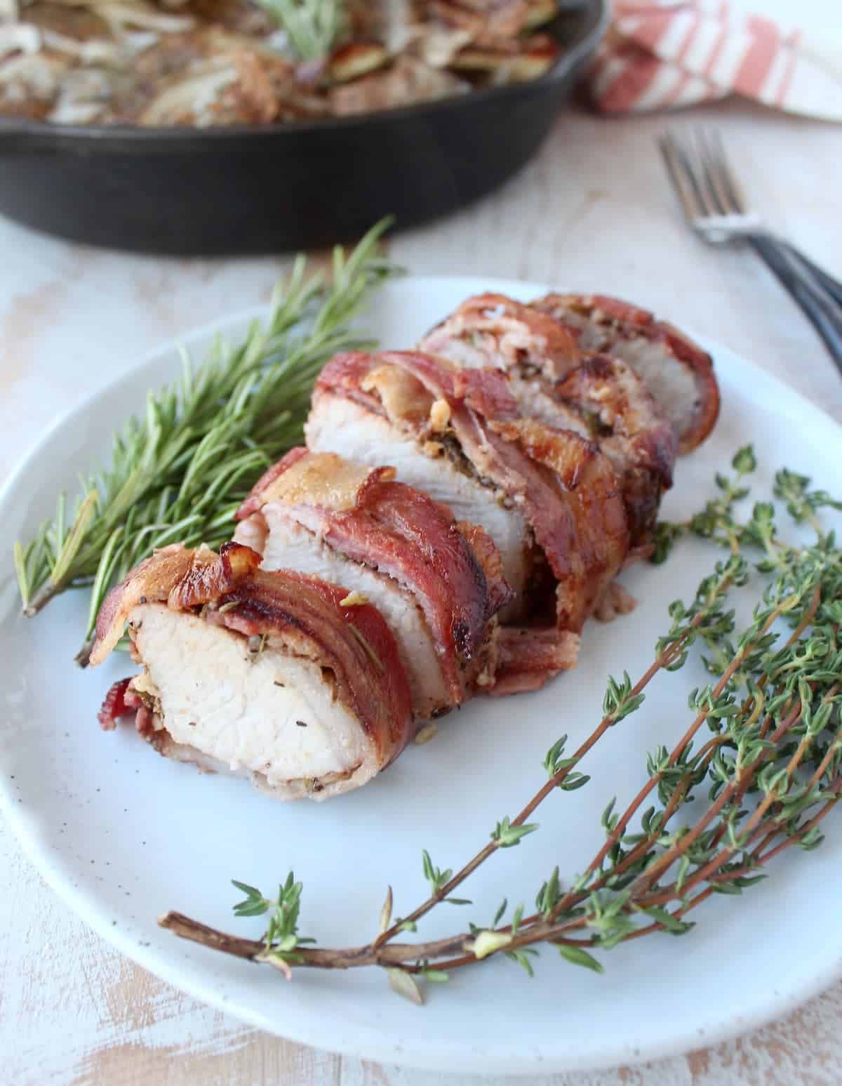 Bacon wrapped pork chops