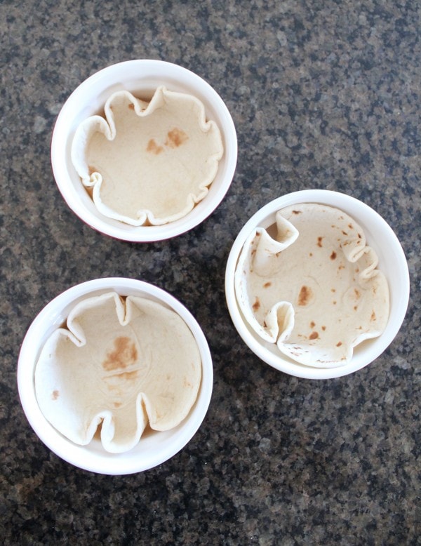 tortillas in three ramekins