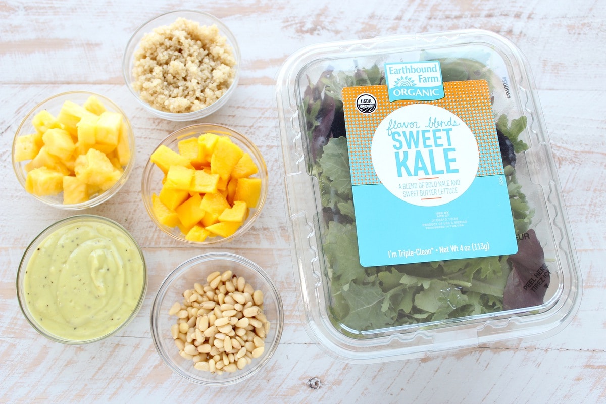 Pineapple Mango Kale Salad Ingredients