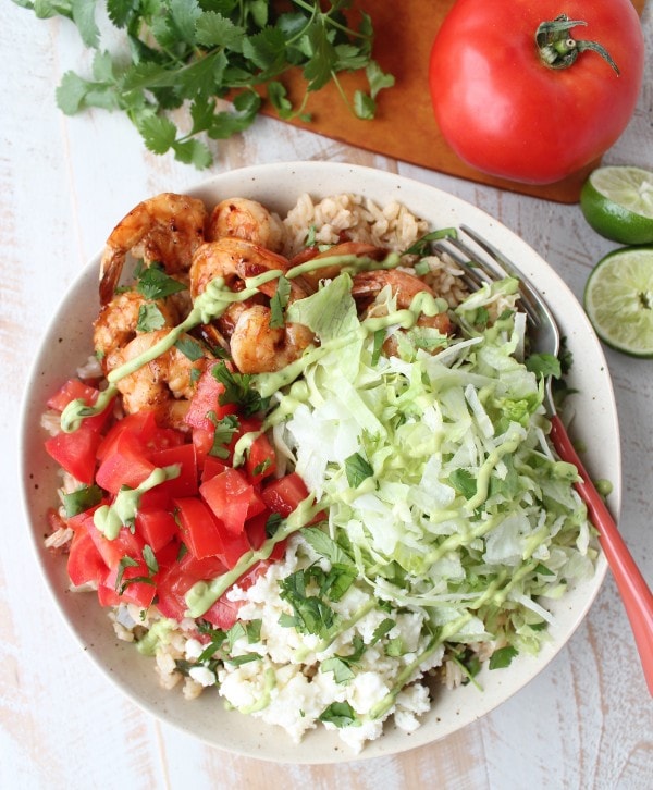 Chili Lime Shrimp & Rice Taco Salad Recipe