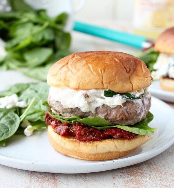 Spinach Artichoke Turkey Burgers