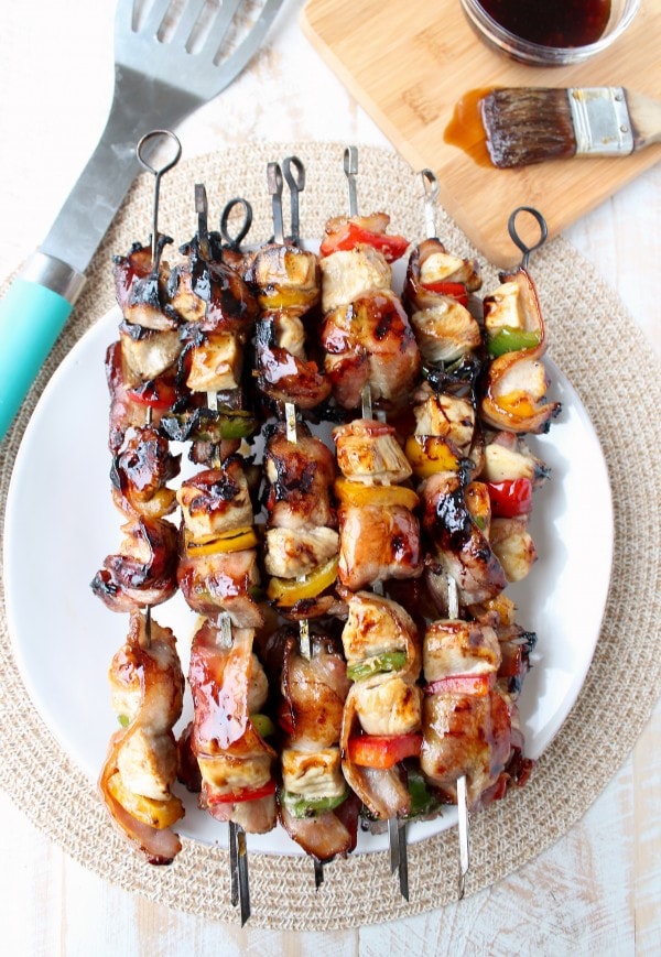 Grilled Bacon Wrapped Teriyaki Chicken Skewer Recipe