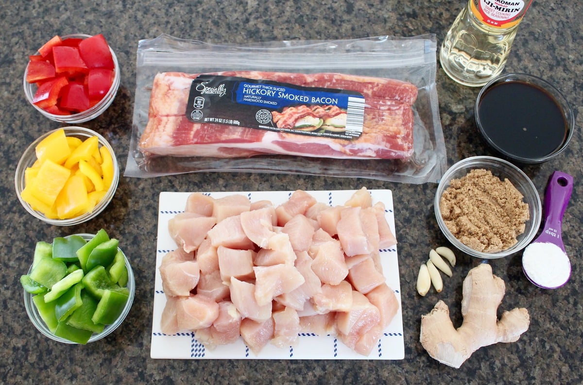 Bacon Wrapped Teriyaki Chicken Skewer Ingredients