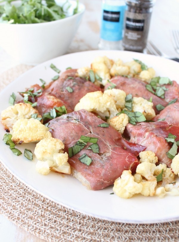 Prosciutto Wrapped Chicken with Roasted Cauliflower Recipe
