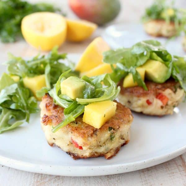 Coconut Crab Cakes with Mango Arugula Salad