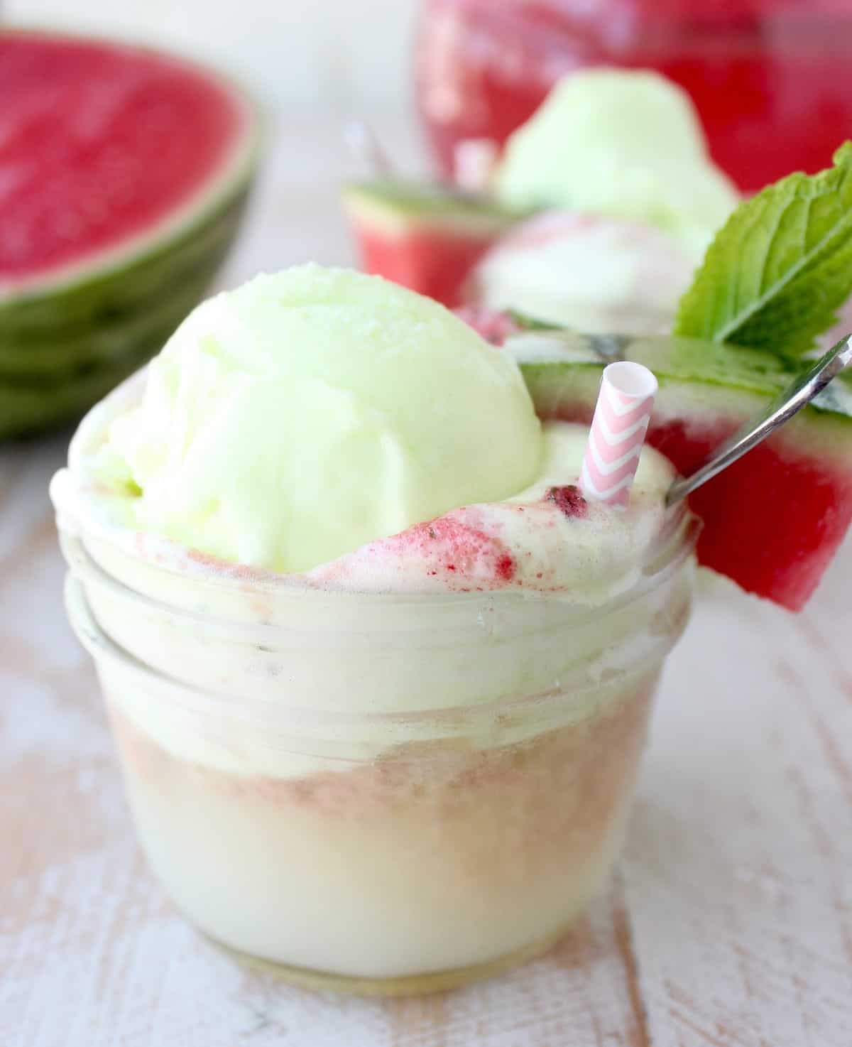 Watermelon Lime Sherbet Float Recipe