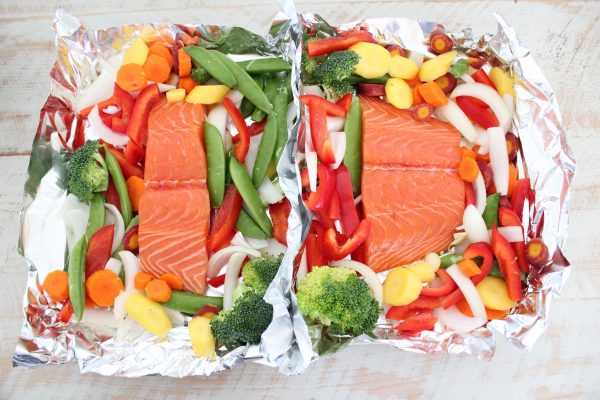 Chinese Orange Glazed Salmon & Veggie Foil Basket Recipe