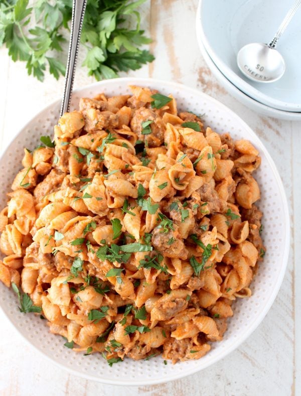 One Pot Italian Sausage Shells and Cheese Recipe