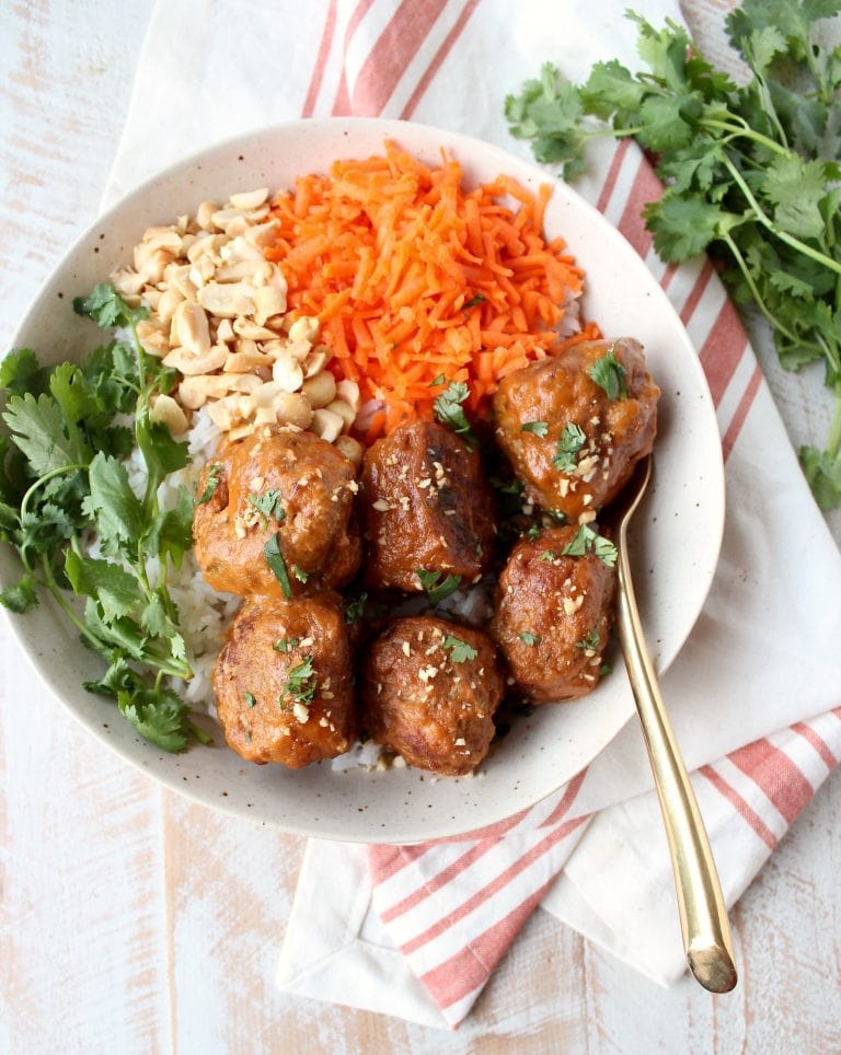 Slow Cooker Thai Peanut Turkey Meatballs Recipe