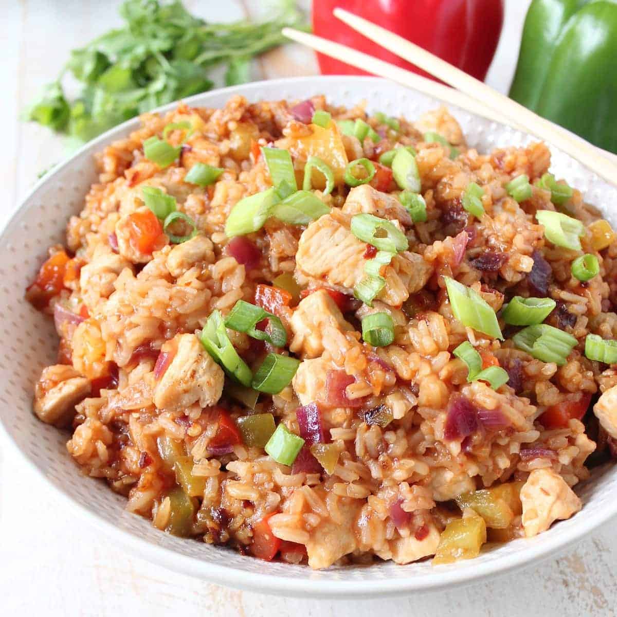 Sweet &amp; Sour Chicken Fried Rice Recipe - WhitneyBond.com
