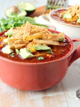 Chorizo sausage and corn chili is a spicy, flavorful slow cooker recipe, perfect for cool fall and winter days!