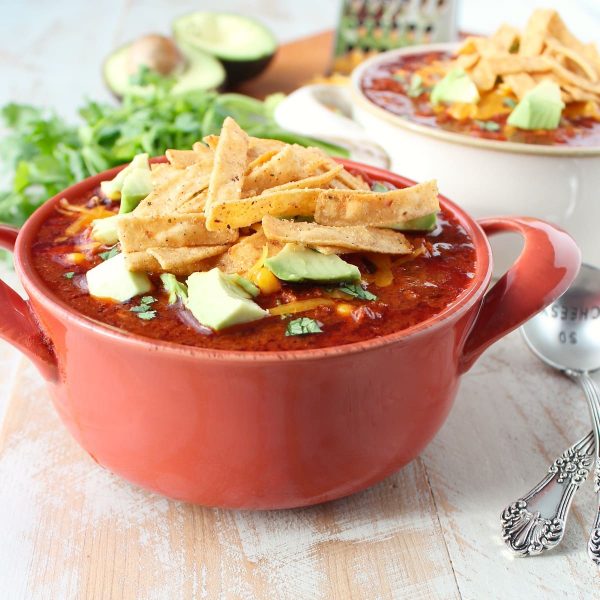 Chorizo sausage and corn chili is a spicy, flavorful slow cooker recipe, perfect for cool fall and winter days!