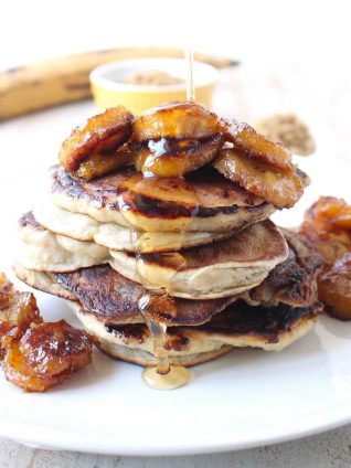 Give your pancakes a sweet taste of the Caribbean, with this delicious & easy 20 minute recipe for Caramelized Plantain Pancakes!