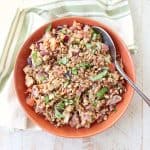 This farro recipe combines the nutty Italian grain with prosciutto, pine nuts and provolone for an easy and delicious main or side dish.
