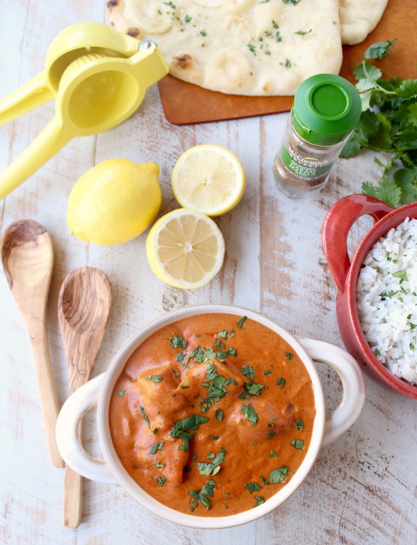 This 30 Minute Indian Butter Chicken recipe is a quick & easy twist on a classic Indian dish that's perfect served with cilantro rice & garlic naan!