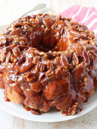 Salted caramel and pecans are added to this easy Monkey Bread Recipe that makes the most decadent, melt-in-your-mouth breakfast or brunch!