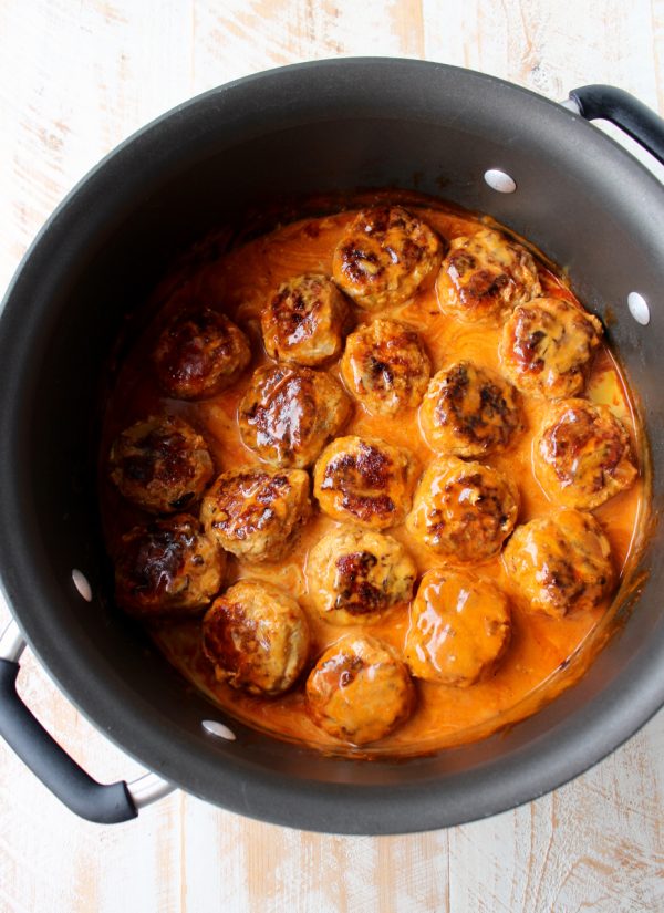 These Honey Mustard Buffalo Meatballs are sweet, hot & tangy! They're perfect as a game day or party appetizer, or served on rolls as meatball subs!