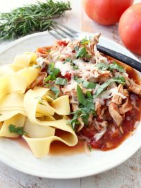 This easy slow cooker recipe for Chicken Ragu takes only 10 minutes to prep, then slow cooks all day for a delicious dinner!