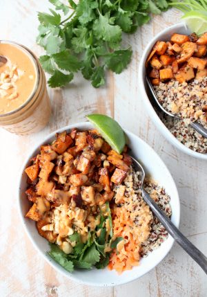 Sweet Potato Buddha Bowl Recipe with Thai Peanut Sauce