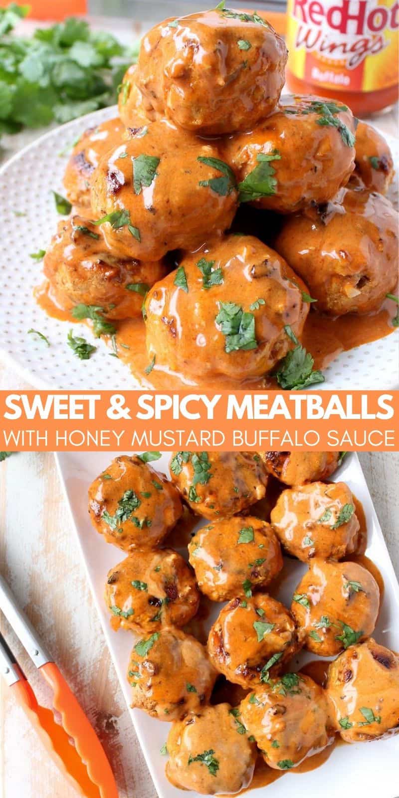 Sweet and Spicy Meatballs with Honey Buffalo Sauce - WhitneyBond.com