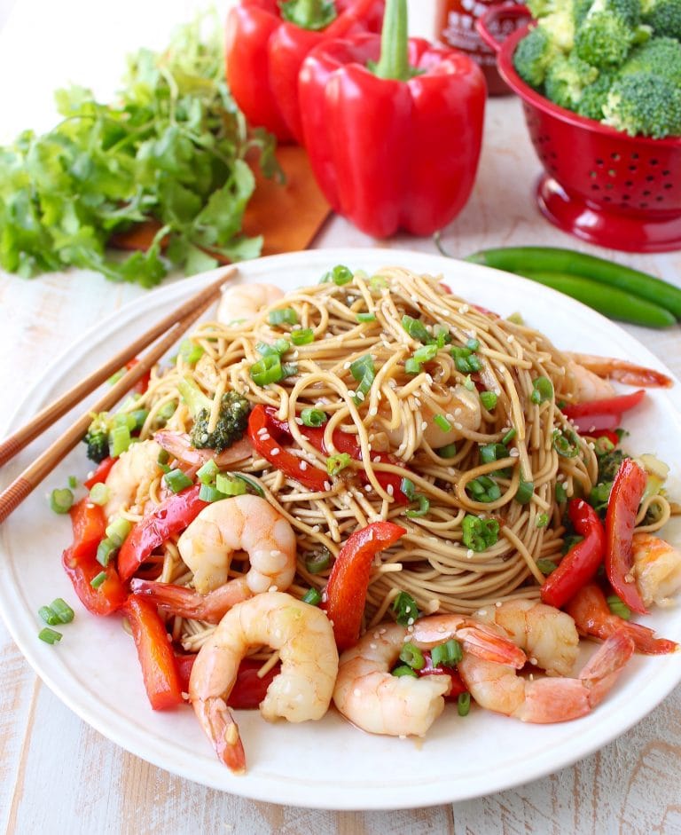 Teriyaki Shrimp Lo Mein One Pot Recipe - WhitneyBond.com