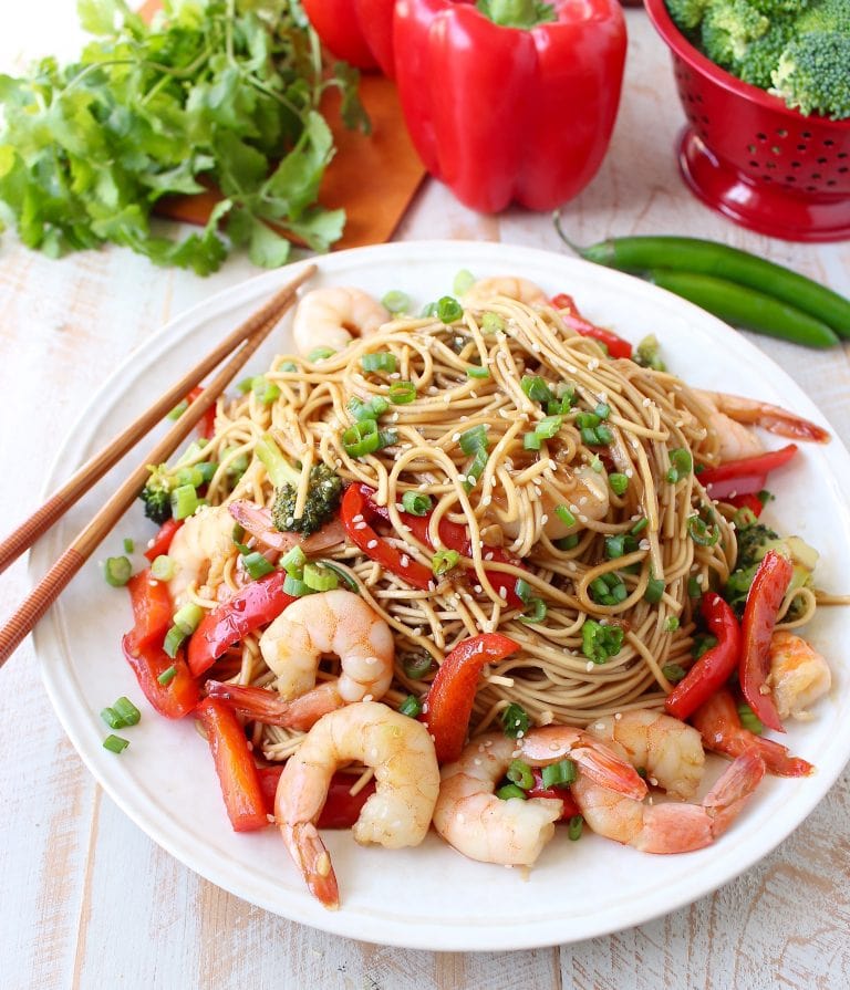 Teriyaki Shrimp Lo Mein One Pot Recipe - WhitneyBond.com