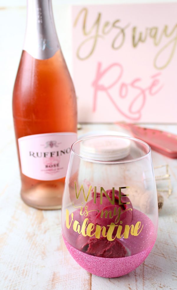 Raspberry sorbet topped with bubbly rosé makes for a deliciously sweet and beautiful pink cocktail, perfect for happy hour, cocktail hour or dessert!