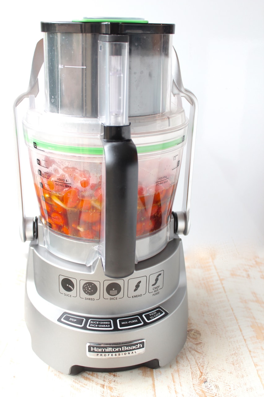 roasted tomatoes in food processor