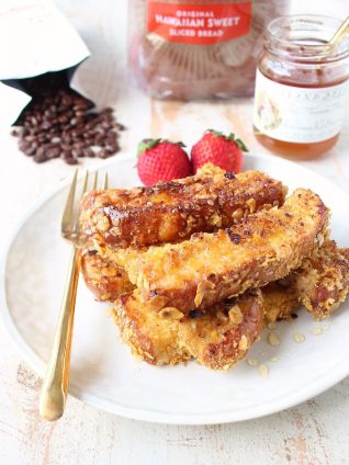 Macadamia Nut Crispy French Toast Sticks are a fun & delicious breakfast recipe, that's also so easy to make!