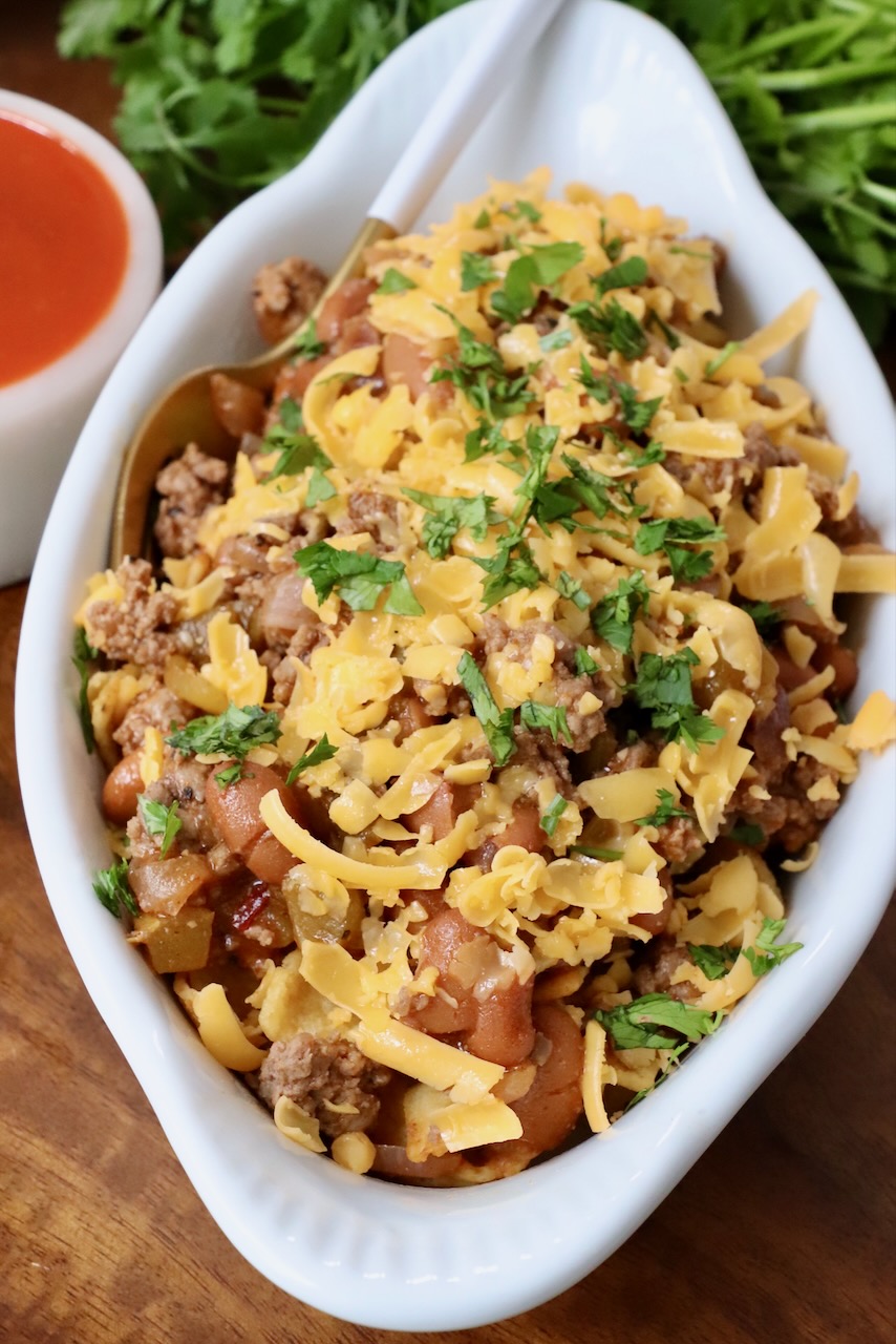 frito chili pie in dish with fork